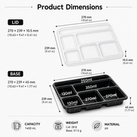 Kotak Makan Sekali Pakai Grosir 6 Kompartemen PP dengan Tutup Bebas BPA, Dapat Digunakan di Microwave, Kemasan Karton, Kotak Makan Siang untuk Merek