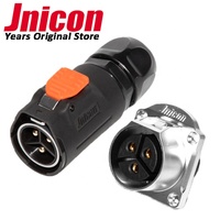 Konektor Kabel Tahan Air Model Jnicon 2pin 3pin 4pin MJ24 ke Receptacle Flange Persegi