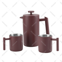 HIGHWIN Presse française multicolore à double paroi Cafetière à thé Presse française isolée avec poignée ergonomique
