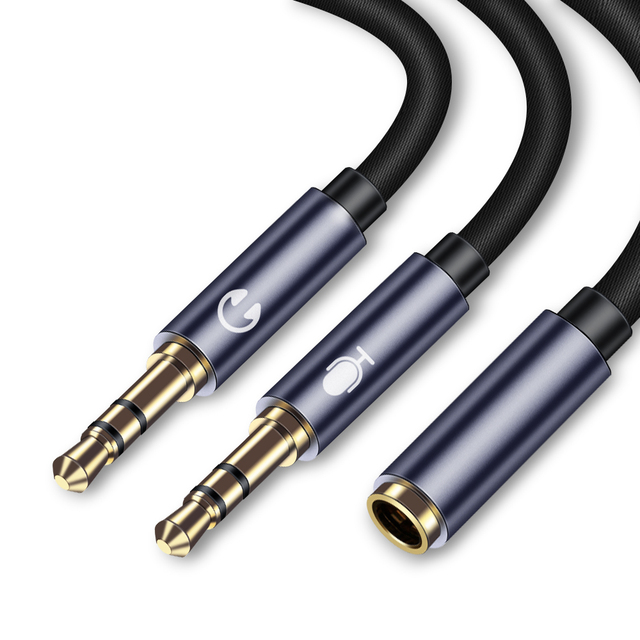 Computer 3.5mm Female to Male Headphone Mic Y Audio Adapter Cable
