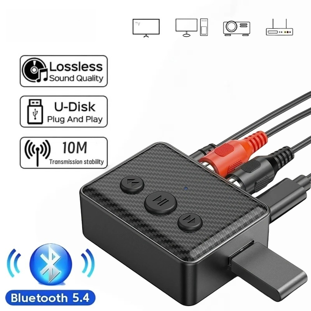 Blue Tooth 5.4 Audio Receiver 3.5mm AUX RCA USB U-Disk Stereo Music Wireless Audio Adapter for PC TV Car Kit Speaker Amplifier