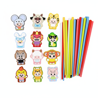 Baguettes d'apprentissage créatives pour enfants, en plastique, avec têtes de figurines des douze animaux du zodiaque, best-seller e-commerce, pour la rentrée scolaire