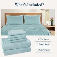 Parure de draps Queen moderne 6 pièces 100% Coton, 4 taies d'oreiller, drap-housse à poches profondes de 15 pouces, respirant, anti-humidité, lisse et ferme