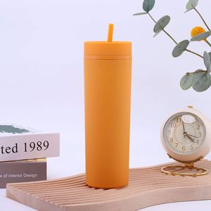 Gobelets réutilisables en plastique à double paroi, écologiques, sans BPA, personnalisables et colorés, de 16 oz, avec couvercles et pailles - Product Image 4