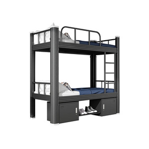 <span class=keywords><strong>Lit</strong></span> superposé moderne et minimaliste, taille <span class=keywords><strong>double</strong></span>, avec barrière de sécurité, structure <span class=keywords><strong>en</strong></span> acier laminé à froid, idéal pour dortoir ou chantier de construction - Product Image 6