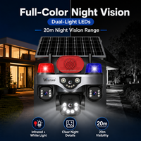 Caméra solaire extérieure Wistino 4G avec carte SIM, trois objectifs PTZ, rotation panoramique/inclinaison/zoom à 360 degrés, étanche IP66, 12MP HD, alimentée par énergie solaire, pour ferme, AOV