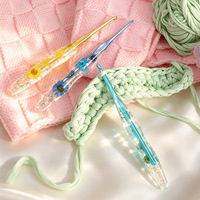 Aiguilles à crocheter créatives en résine de fleurs séchées naturelles, crochets à époxy pour le bricolage, outils de tricot pour fil de laine