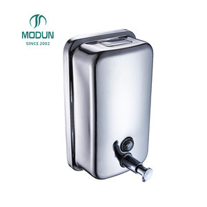 Distributore di disinfettante per le mani con supporto a parete dell'hotel, distributore manuale di sapone liquido in acciaio inox - Product Image 3