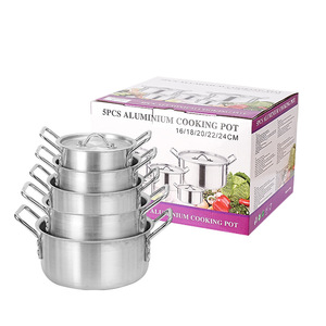 5 uds 7 Uds juegos de utensilios de cocina de olla de <span class=keywords><strong>aluminio</strong></span> cazuelas gruesas pesadas 14-26CM venta al por mayor grandes utensilios de cocina sopa ollas juego de sartenes - Product Image 2
