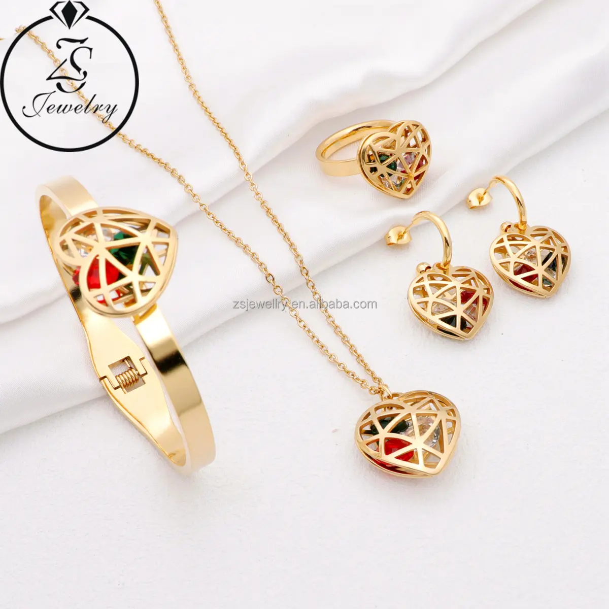 Laurent Gold Plated Luxury Stainless Steel Jewelry Love Athenaa Cute Geometric Stone Color Gemstone Bracelet Design Sets