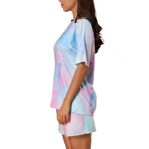 Crew Neck Short Sleeve Solid Color Breathable Spring Summer Casual Wear High Quality Women's 2 Piece <b>Knitted</b> Shorts <b>Set</b> - Product Image 3