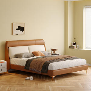 Luz de lujo Moderno apartamento cama y desayuno suave bolsa de cuero tapizado cama Color a juego cama - Product Image 2