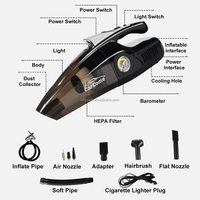 Aspirateur à main 4 en 1 haute puissance pour voiture avec lumière LED Gonfleur de pneus portable