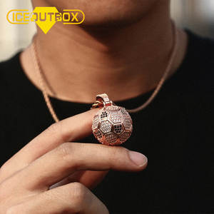 Ciondolo da calcio placcato Color argento di alta qualità ghiacciato <span class=keywords><strong>collana</strong></span> con ciondolo in pietra CZ per <span class=keywords><strong>uomo</strong></span> gioielli HipHop 2020 - Product Image 2