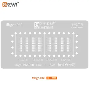 AMAOE 4 in 1 Mbga-DR1 BGA200 MST6M182 K4F6E304HB LPDDR4 칩 강철 수리 도구 용 리볼 스텐실 주석 심기 메쉬