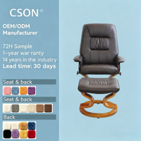 Chaise inclinable de couleur noire Vente en gros Tissu en microfibre Massage manuel pivotant Euro Chaise inclinable avec repose-pieds