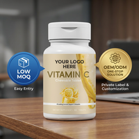 Tablet Kunyah Vitamin C Herbal Label Pribadi OEM, Pendukung Imunitas, Rasa Jeruk Alami, 60 Tablet, Suplemen Dewasa, ODM, MOQ Rendah