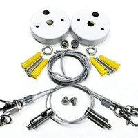 Kit de Suspensión de Cable de Acero Inoxidable Ajustable para Lámpara Lineal LED con Tensor de Cable y Pernos en T, Plateado/Negro