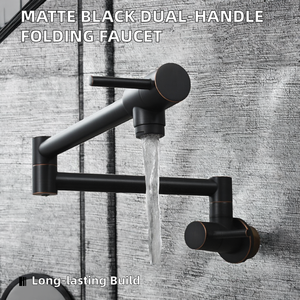 صنبور مطبخ حديث من الفولاذ المقاوم للصدأ المصقول مثبت على الحائط بفتحة واحدة ومقبضين للماء البارد فقط مع ضمان 5 سنوات - Product Image 2