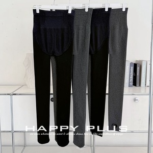 Leggings Runqi para Mujer, Talla Grande, Color Negro Jaspeado, Algodón, Grosor Medio, Color Sólido, Alta Elasticidad, Sin Restricciones - Product Image 3