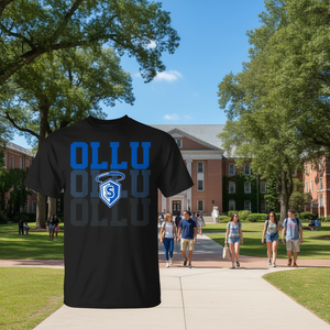 Camiseta vintage de atletismo de la Universidad Our Lady Of The Lake, diseño de logotipo OLLU negro - Product Image 3