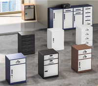 Meuble de rangement de bureau moderne en acier, petit casier avec serrure à code robuste, tiroir de rangement et base pour imprimante, modèle bas