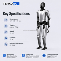 Robot Bipedópedo Humanoide de Arquitectura Abierta TERKOBOT Gen1 de Robotics Factory, Programación de Movimiento Personalizada para Distribuidores Globales