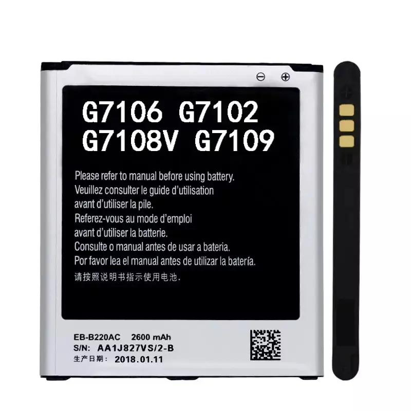 De Remplacement d'origine Pour Samsung Batterie Galaxy Grand 2 SM-G7106 SM-G7102 G7108 G7108V Véritable EB-B220AC EB-B220AE 2600mAh