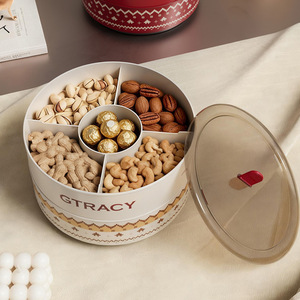 Plateau à fruits rotatif GREENSIDE haut de gamme, luxe léger, brillant, portable, pour salon, compartiments, boîte à eau, <span class=keywords><strong>rangement</strong></span> sec - Product Image 2