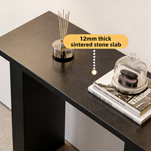 Meuble console moderne et durable de luxe noir à double arche avec découpe en U, en bois, pour salon, salle à manger, <span class=keywords><strong>cave</strong></span> à <span class=keywords><strong>vin</strong></span> - Product Image 4