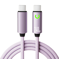 Kabel USB-C Pengisian Cepat 240W PD Dengan Selubung PVC Kepang untuk Ponsel