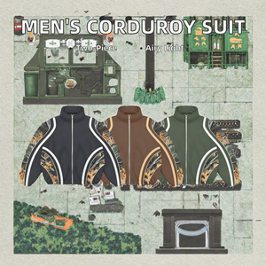 Ensemble deux pièces pour homme, pantalon et veste décontractés en velours côtelé imprimé respirant à manches longues, printemps et automne - Product Image 2