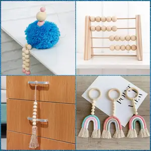700 Pcs Wooden Beads With Jute Twine And 7 Sizes Unfinished Wood Beads For Crafts