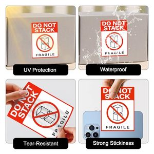 Autocollants d'avertissement fragiles à grands caractères, étiquettes autocollantes rouges pour cartons d'expédition, boîtes de déménagement et protection des emballages de fret - Product Image 5