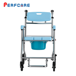 Chaise de douche en aluminium robuste 4-en-1, capacité de charge de 100 kg, chaise de toilette antirouille et antidérapante avec freins de sécurité - Product Image 1