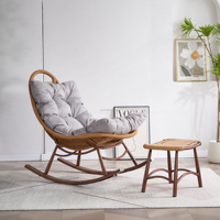 Ensemble de chaises à bascule en rotin brun, sièges relaxants pour salon, chaise de loisirs d'extérieur