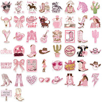 50 autocollants en vinyle imperméables à l'eau, motif vache rose de dessin animé, pour guitare, ordinateur portable, bagages, bricolage, cadeau