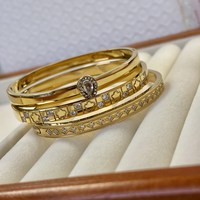 Bracelets minimalistes géométriques en acier inoxydable plaqué or 18 carats pour femmes, avec motifs en zircon en forme de larme et accents floraux, cadeau