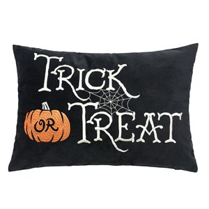 Cojín Lumbar de Halloween con Bordado de Trick or Treat, Cojín Negro, Decoración de Halloween, Disfraces, Juguetes, Regalos, Decoración de Halloween - Product Image 3