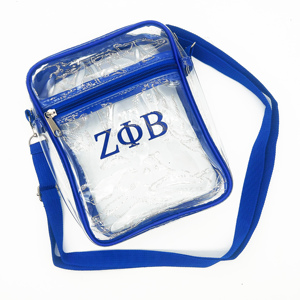 <span class=keywords><strong>กระเป๋า</strong></span>ใสสะพายข้าง Blue Zeta Phi Beta Sorority สำหรับใช้ในสนามกีฬา <span class=keywords><strong>กระเป๋า</strong></span>ใสสะพายไหล่แบบโปร่งใสสำหรับงานกีฬา - Product Image 1