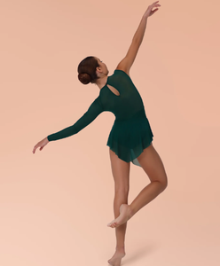 <span class=keywords><strong>Justaucorps</strong></span> de <span class=keywords><strong>danse</strong></span> élégant à manches longues en spandex vert forêt de haute qualité, avec jupe soufflet douce, style boutique de scène - Product Image 6