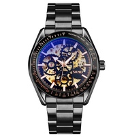 Skmei Luxury Montre mécanique à cadran squelette automatique pour hommes Montre-bracelet unique en acier inoxydable