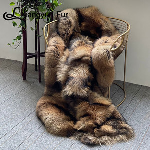 Mềm Chunky De Piel Raccoon Animal Skin Thiết Kế Ấm Đàn Hồi Trọng Mùa Đông Lông Chăn Cho Mùa Đông - Product Image 1