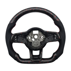 Ventes directes factony volant en fibre de carbone forgé en cuir perforé pour volant Volkswagen <span class=keywords><strong>Golf</strong></span> <span class=keywords><strong>R8</strong></span> - Product Image 1