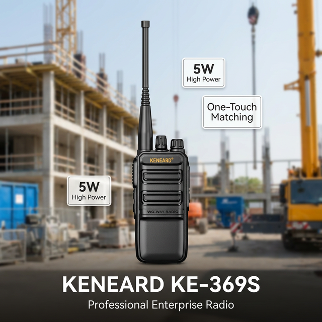 KENEARD KE-369S 5W High Power Analogue Walkie Talkie UHF 400-470MHz One-Touch Frequency Matching Radio 16 Channels 1000-1500mAh