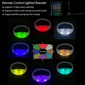 Custom Remote Controlled Dmx Rgb Led Light Up Silicone Wristbands Glowing Wristband Bracelet For Event Concert Music Festival