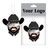 FTQS Désodorisant de voiture suspendu en forme de carte, motif homme barbu amusant, en papier parfumé, OEM, marque privée, longue durée, cadeau