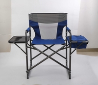 Chaise de camping pliante compacte OEM avec cadre en acier, table et glacière intégrées pour adulte