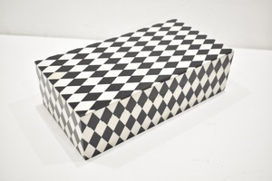 Luxury <b>Black</b> White Checkered Resin Storage Box with Lid Decorative Tabletop Organizer Available in Bulk Quantity Price - Product Image 2
