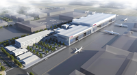 Hangar d'avion préfabriqué sur mesure à grande portée, design moderne, structure en acier préfabriquée